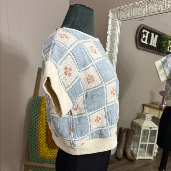 Belle Chiara • Patchwork Organic Cotton Granny Core Short Sleeve Sweater - Picture 8 of 10